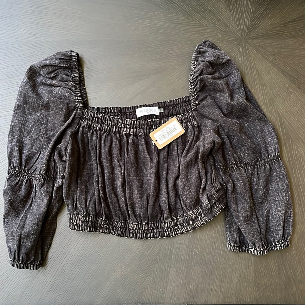 Black Vestique Crop Top Size Medium